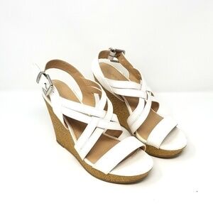 X Appeal White Wedge Shoes, sz 8